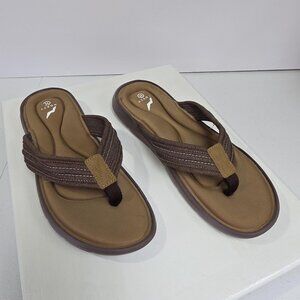 Norty Sandals Mens Size 11 Brown Tan Flip Flop Thong Cushioned Comfort Beach